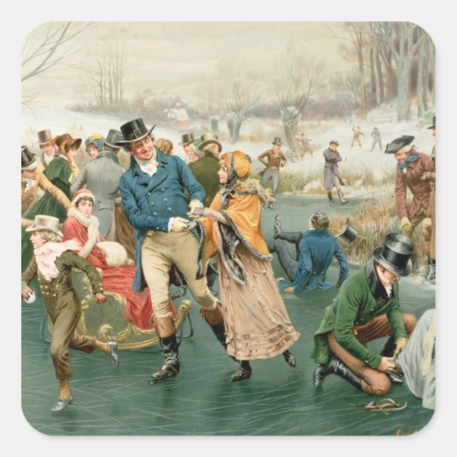 Pegatina Cuadrada Una Feliz Navidad, de los Años Anuales, 1907 (Anverso)