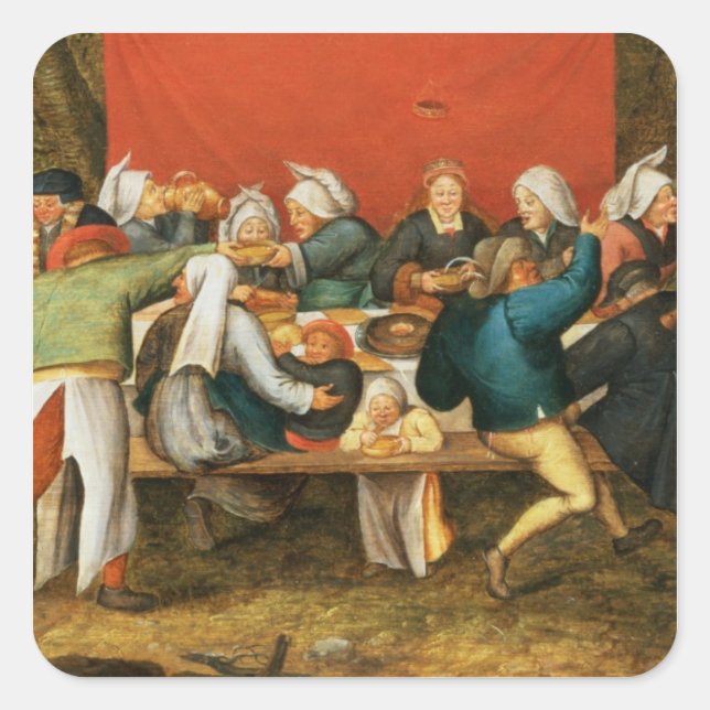 Pegatina Cuadrada Una fiesta Boda (Anverso)