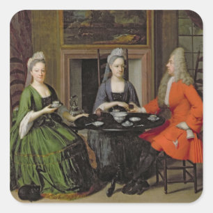 Pegatina Cuadrada Una fiesta del té (aceite en lona)