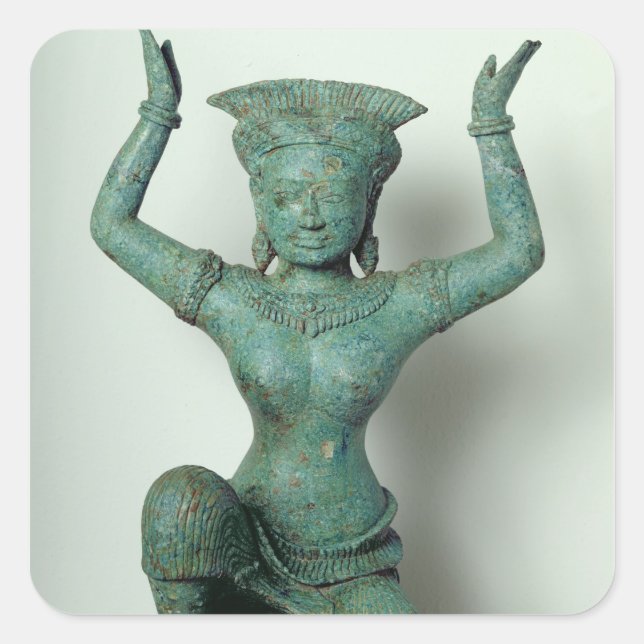 Pegatina Cuadrada Una figura femenina arrodillada solía apoyar una (Anverso)