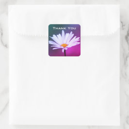 Pegatina Cuadrada Una Flor De Daisy Gracias