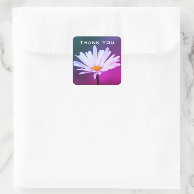 Pegatina Cuadrada Una Flor De Daisy Gracias (Bolso)