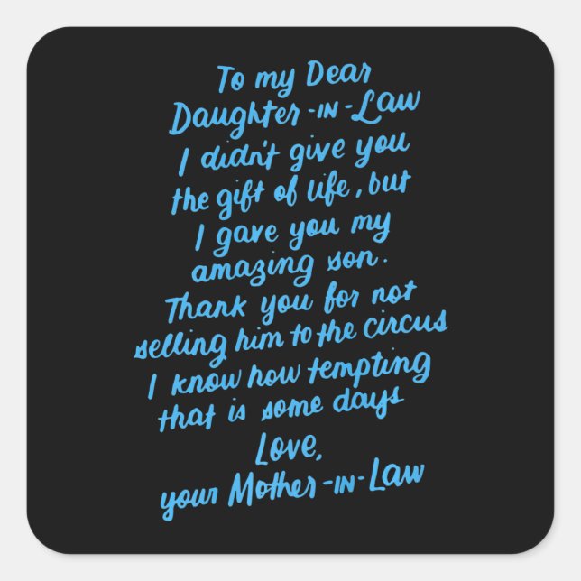 Pegatina Cuadrada Una graciosa hija de Derecho para mi querida hija  (Anverso)