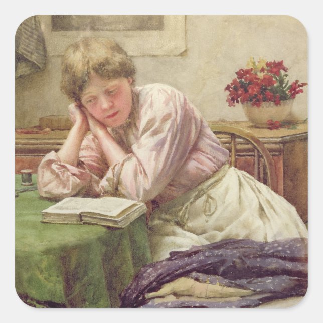 Pegatina Cuadrada Una lectura tranquila (Anverso)