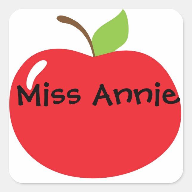 Pegatina Cuadrada Una Manzana Para El Profesor (Anverso)