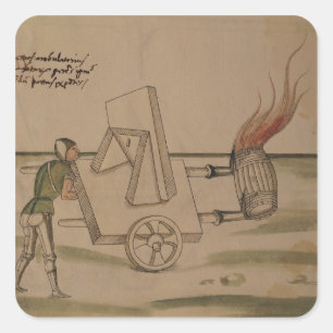 Pegatina Cuadrada Una máquina de guerra, ilustracion de 'De Machini