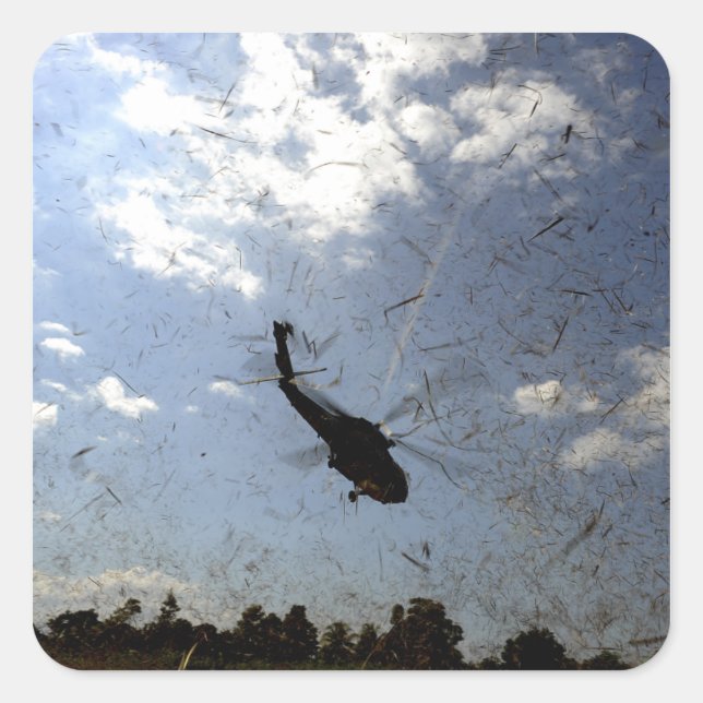 Pegatina Cuadrada Una marina de guerra estadounidense HH-60 Seahawk (Anverso)