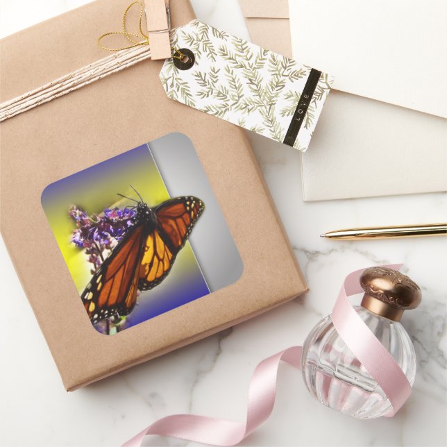 Pegatina Cuadrada Una mariposa dulce (Regalar)