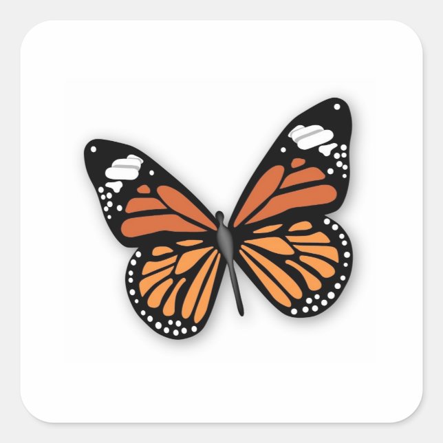 Pegatina Cuadrada Una mariposa monarca joyada (Anverso)