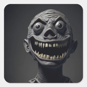 Pegatina Cuadrada Una momia tonta con una sonrisa tonta