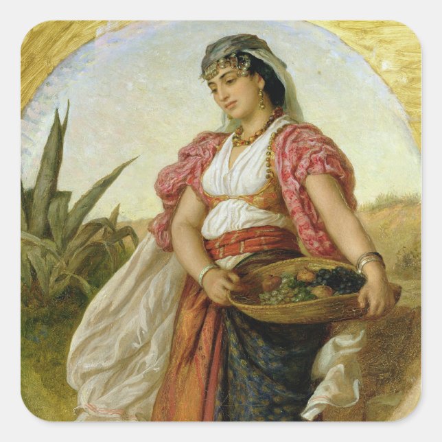 Pegatina Cuadrada Una mujer de Argel, 1871 (Anverso)
