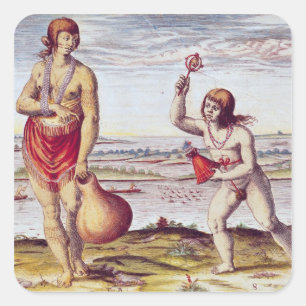 Pegatina Cuadrada Una mujer noble de Pomeiooc