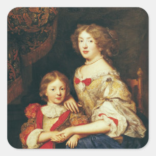 Pegatina Cuadrada Una mujer y su hijo