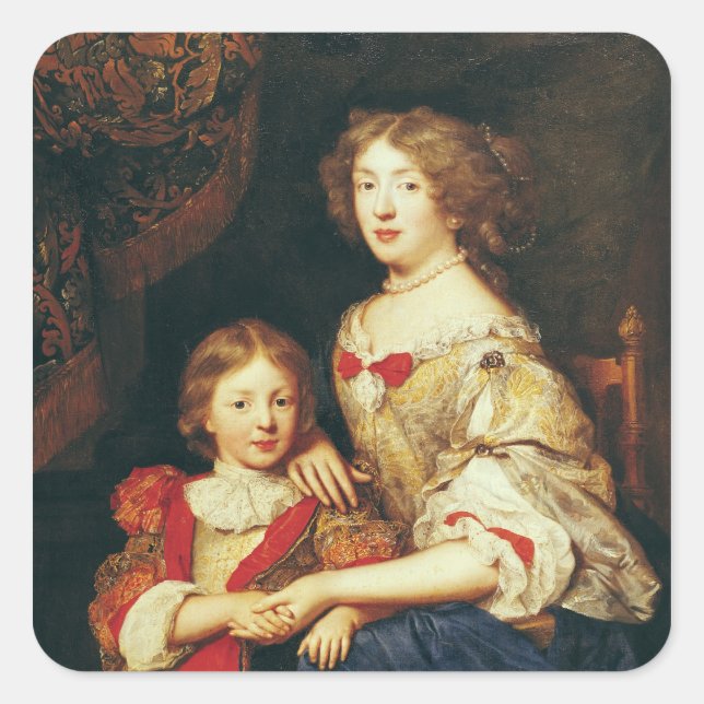 Pegatina Cuadrada Una mujer y su hijo (Anverso)