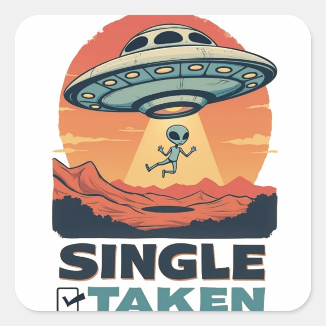 Pegatina Cuadrada Una nave espacial única que secuestra a Alien Vale (Anverso)