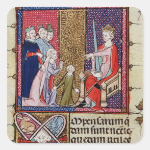 Pegatina Cuadrada Una niña y su madre apareciendo