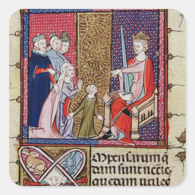 Pegatina Cuadrada Una niña y su madre apareciendo (Anverso)