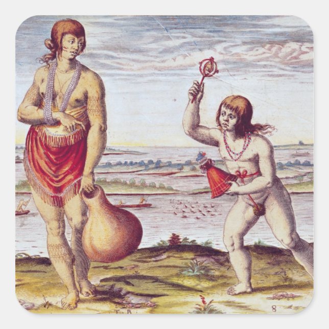 Pegatina Cuadrada Una Noblewoman de Pomeiooc (Anverso)