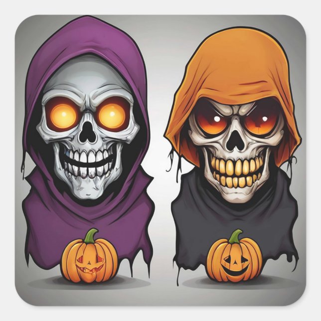 Pegatina Cuadrada Una noche de magia de Halloween (Anverso)