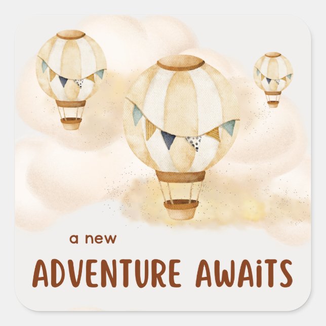 Pegatina Cuadrada Una nueva aventura espera neutrales (Anverso)