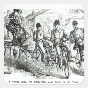 Pegatina Cuadrada Una nueva forma de viajar a Brighton, 1864