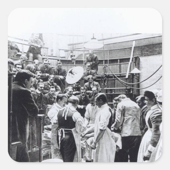 Pegatina Cuadrada Una operación en el hospital Charing Cross (Anverso)