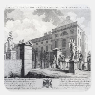 Pegatina Cuadrada Una opinión de perspectiva del hospital de