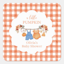 Una pequeña ducha de bebé de calabaza de otoño