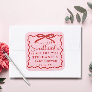 Pegatina Cuadrada Una pequeña dulzura está en camino Invitación para