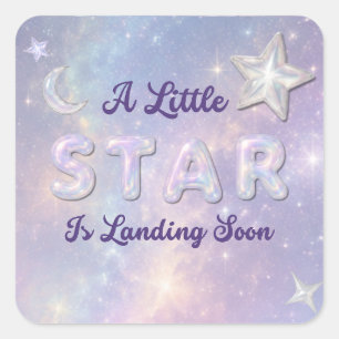 Pegatina Cuadrada Una pequeña estrella está aterrizando Shower celes