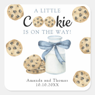 Pegatina Cuadrada Una pequeña galleta está en camino Baby shower