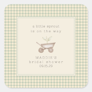 Pegatina Cuadrada Una pequeña plántula está en camino Baby Shower 