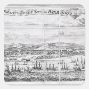 Pegatina Cuadrada Una perspectiva de Bridge Town en Barbados