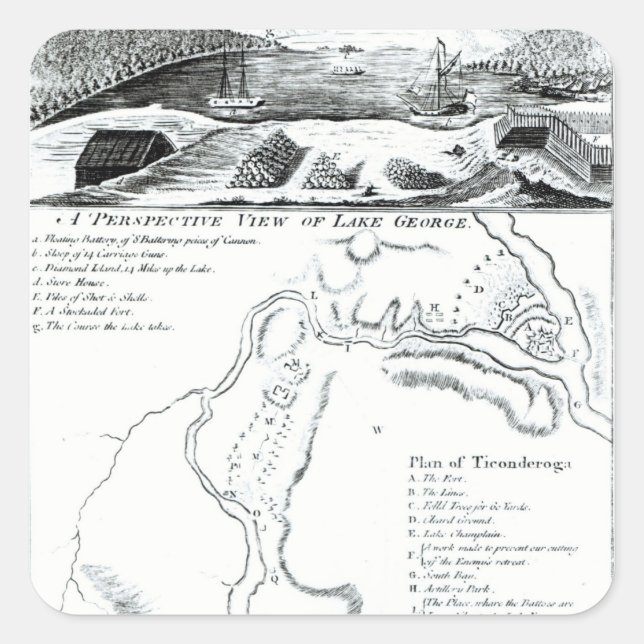 Pegatina Cuadrada Una perspectiva del lago George (Anverso)