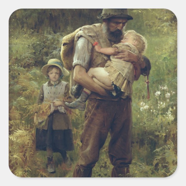 Pegatina Cuadrada Una pesada carga (Anverso)