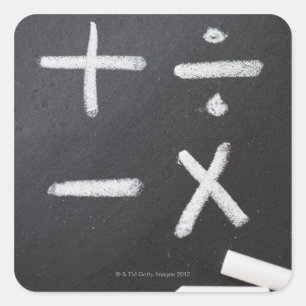 Pegatina Cuadrada Una pizarra con símbolos matemáticos