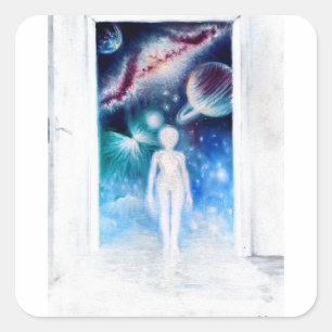 Pegatina Cuadrada Una puerta abierta al universo