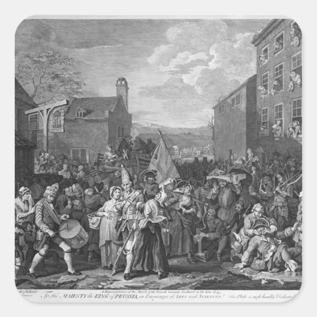 Pegatina Cuadrada Una representación de la marcha de los guardias (Anverso)