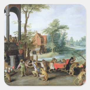 Pegatina Cuadrada Una sátira de la insensatez de la tulipanomanía