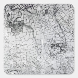 Pegatina Cuadrada Una sección de una hoja de la encuesta