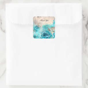 Pegatina Cuadrada Una serie de diseño de efímera shabby chic azul 7