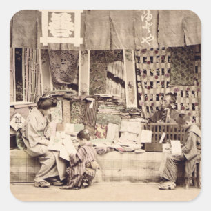 Pegatina Cuadrada Una tienda japonesa del paño, c.1890 (phot
