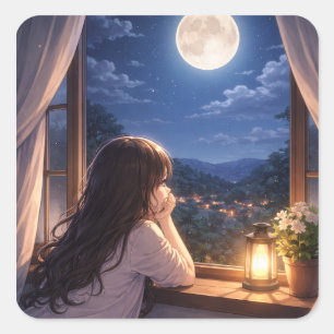 Pegatina Cuadrada Una tranquila conversación con el cielo