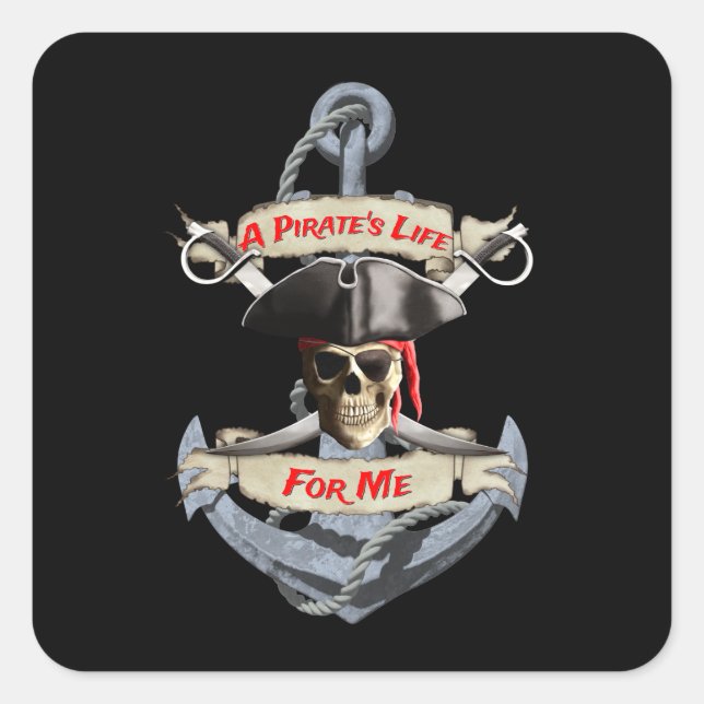 Pegatina Cuadrada Una vida pirata para mí (Anverso)
