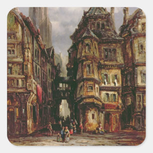 Pegatina Cuadrada Una visión en el cuarto judío, Francfort, 1877