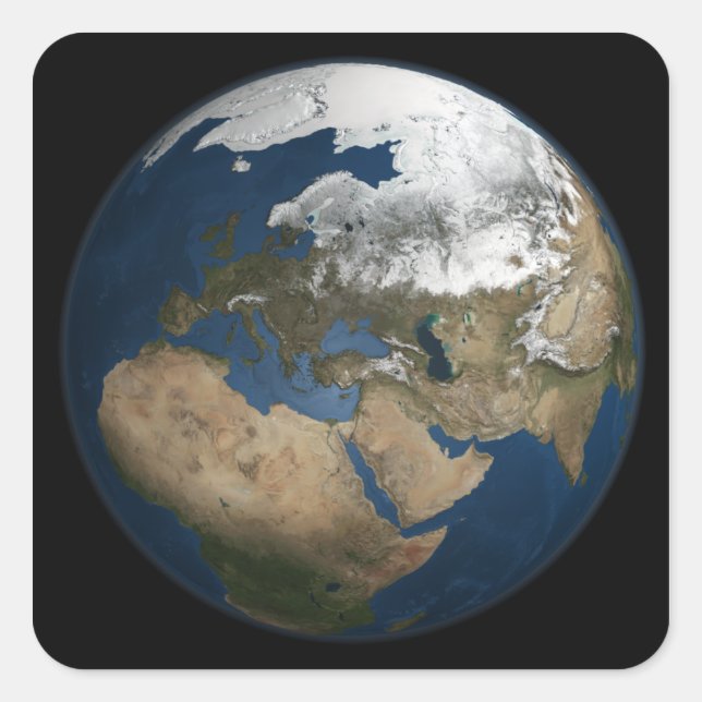 Pegatina Cuadrada Una visión global de Europa y Escandinavia (Anverso)