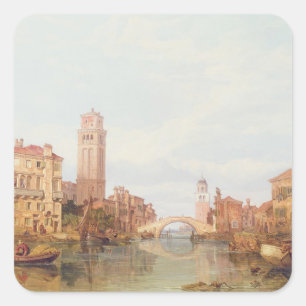Pegatina Cuadrada Una vista de Verona, 1848 (aceite en lona)