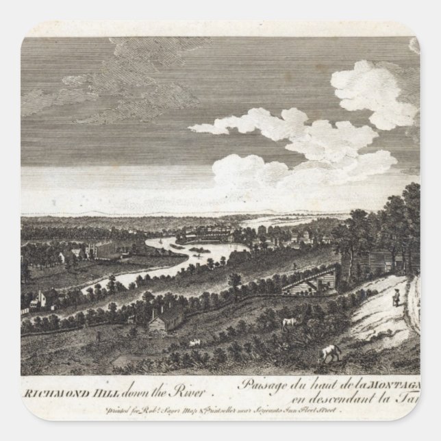 Pegatina Cuadrada Una vista desde la colina de Richmond por el río (Anverso)