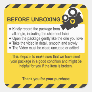Pegatina Cuadrada Unboxing Fixed Sheet Label and Guarantee.