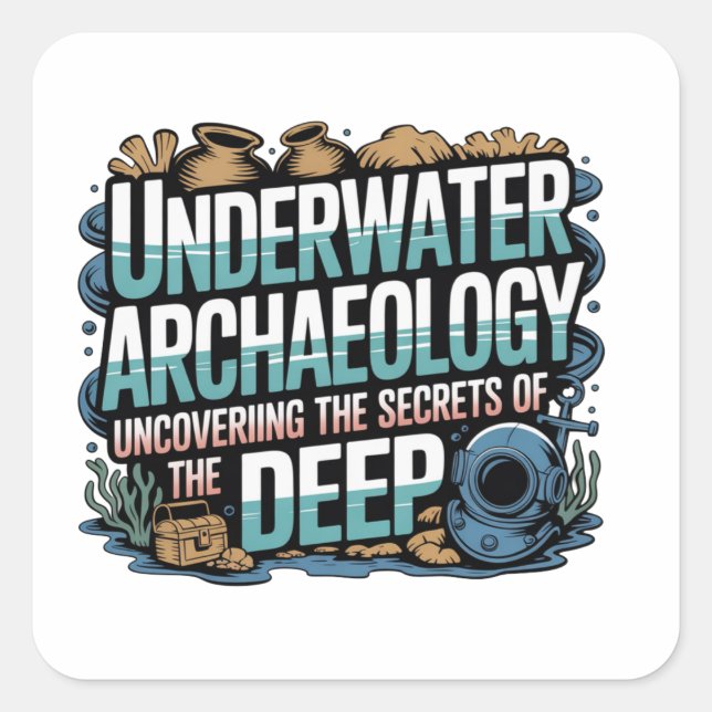 Pegatina Cuadrada underwater archaeology (Anverso)